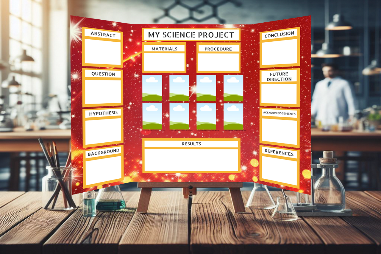 Red Cosmos Science Fair Template